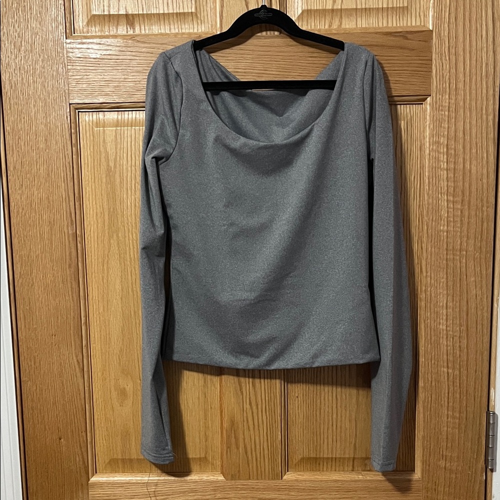 SHEIN Elegant Gray Long Sleeve Top